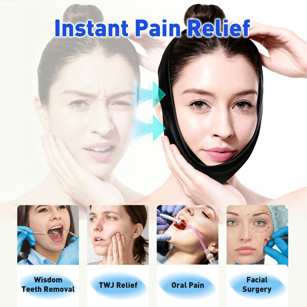 Wisdom Teeth Ice Pack Head Wrap with 2 Packs - Chin Cutout Face Ice Pack with Quiet Lint-Resistant Velcro, Integrated Gel Packs for Hot/Cold Therapy, TMJ Relief, Tooth Extraction & Tonsillectomy