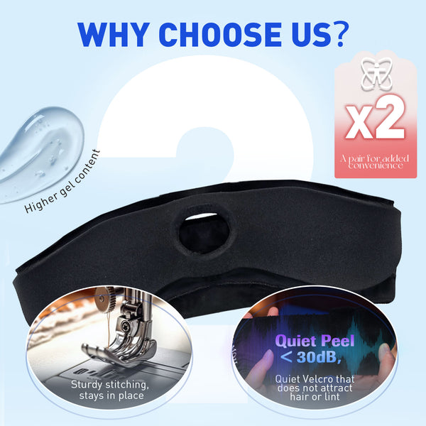 Wisdom Teeth Ice Pack Head Wrap with 2 Packs - Chin Cutout Face Ice Pack with Quiet Lint-Resistant Velcro, Integrated Gel Packs for Hot/Cold Therapy, TMJ Relief, Tooth Extraction & Tonsillectomy