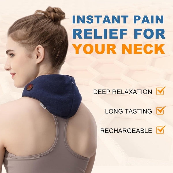 UNCN Wireless Heated Neck Wrap, 2 Temperature Settings, 1-Hour Auto Shut off, 4000mAh Rechargeable Heating Pad for Pain Relief, Washable Cover