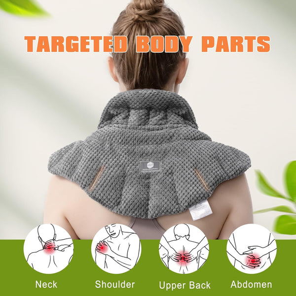 UNCN Microwave Heating Pad for Neck, Shoulders Back | Large Moist Weighted Cordless Heat Pad | Heated Neck Wrap Relaxation Grey