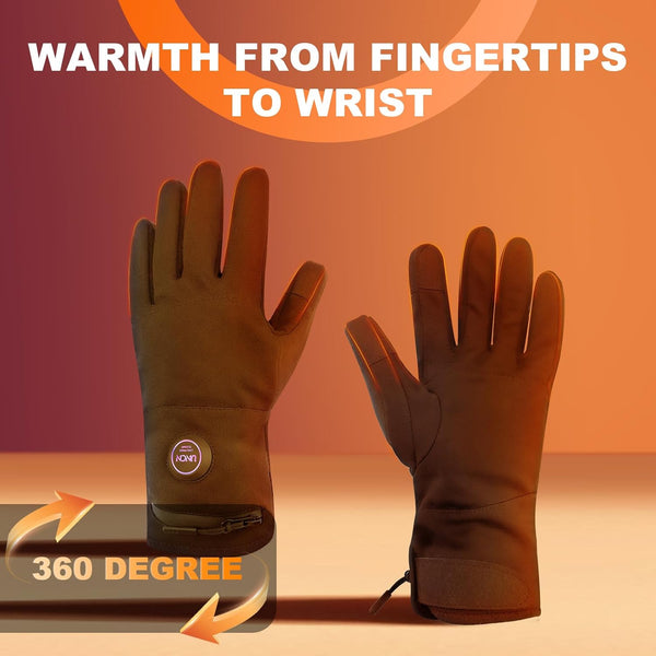 Uncn Men Women Rechargeable Heated Gloves - 3 Heating Zones USB Charging Full Finger Gloves, Cotton Blend Sporty Ski Gloves Winter Warmth