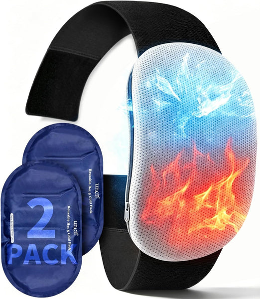 Extra Large Ice Pack Back Pain Relief 2 Pack Adjustable Waist Strap | 13x8 in gel packs reusable packs 20min cold therapy adjustable waist 24-62in for sciatica knee/shoulder/hip machine washable