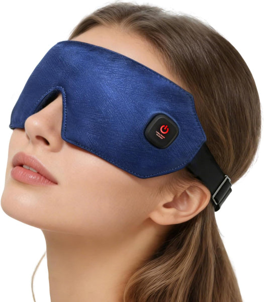 Cordless Heated Eye Mask for Dry Eyes with Warm Compress, Rechargeable Electric with 4 Heat Settings, Eye Compress for Stye, Chalazion & Blepharitis Treatment, Blackout Sleep Mask, Auto-Off, Washable