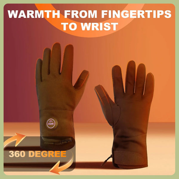 Uncn Men Women Rechargeable Heated Gloves - 3 Heating Zones USB Charging Full Finger Gloves, Cotton Blend Sporty Ski Gloves Winter Warmth