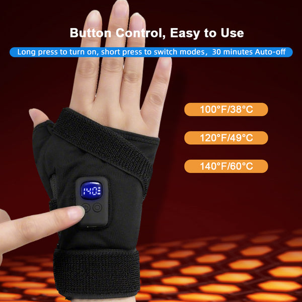 UNCN Heated Wrist Wrap Brace - 3 Temp Settings, Auto Shut Off, Portable Wrist Heating Pad for Carpal Tunnel Relief, Men &amp; Women
