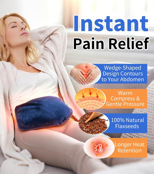 Microwave Heating Pad with Flaxseed, Moist Heat Pack, 13.4 x 7.1 Inch Cordless Warm Compress, Reusable Heat Pad for Back, Muscle Soreness, Menstrual Pain Relief with Machine Washable Cover 1.85lbs