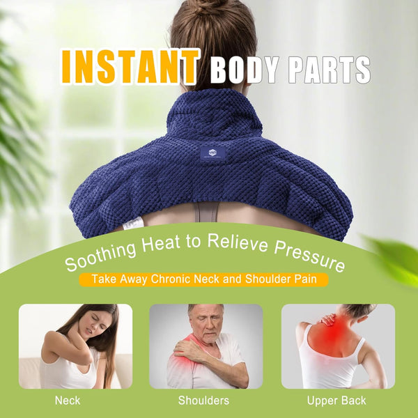 UNCN Large Microwave Heating Pad for Neck Shouders and Back Wearable Neck Warmer Microwavable Heated Wrap for Pain Relief with Moist Heat, Recovery Christmas Birthday Gifts 3.1LBS