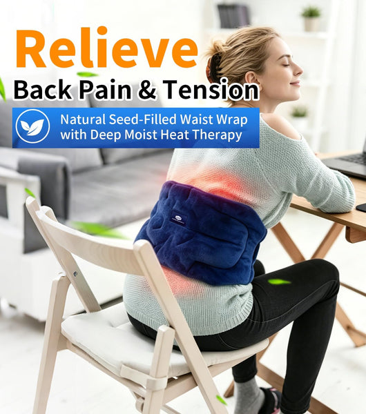 UNCN Microwave Moist Heating Pad for Back Pain Relief, Sciatica Recovery, Portable Neck & Shoulder Heating Pad, Microwavable Hot Therapy for Lumbar Cramps, Waist Warm Compress Heat Pack for Men Women