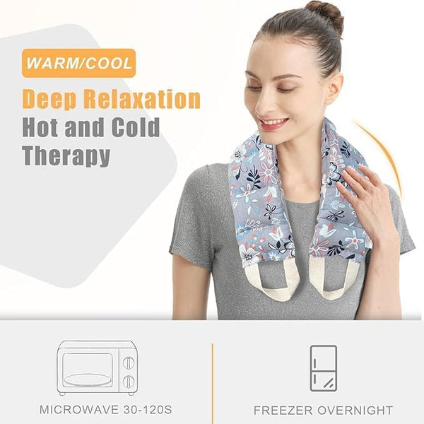UNCN Heating pad for Neck and Shoulders Back 27 * 5.5\" microwavable Large Moist Heat Pack Warm hot Compress Neck wrap Weighted Bag Massage Reusable Herbal Nature Calming Portable