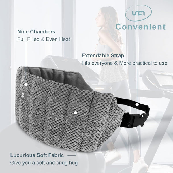 UNCN Large Microwave Heating Pad for Lower Back Pain Relief 30X7.5in Heated Neck and Shoulder Wrap Microwavable Heat Packs for Cramps, Menstrual, Lumbar, Muscle Spasms Heated Waist Cordless Belt