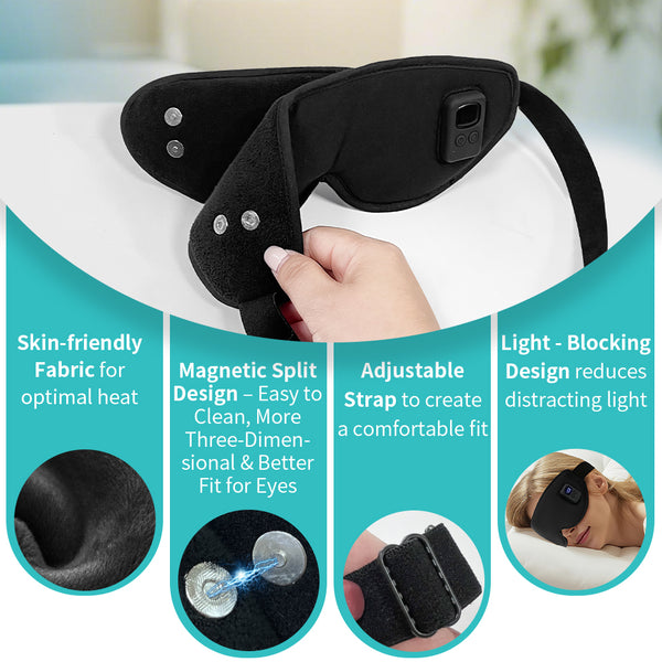 UNCN Rechargeable Heated Eye Mask - Daily Dry Eyes Relief, Washable & Blackout