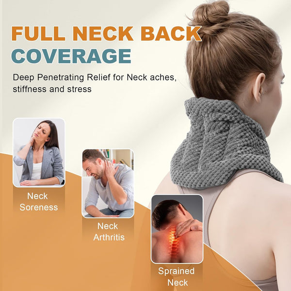 UNCN Microwavable Heating Pads for Neck and Shoulders Pain Relief Microwave Heat Pack Versatile Weighted Moist Heated Neck Wrap Reusable Herbal Nature Calming Beanbag Warm Compress 29X7 in 2.4Pounds