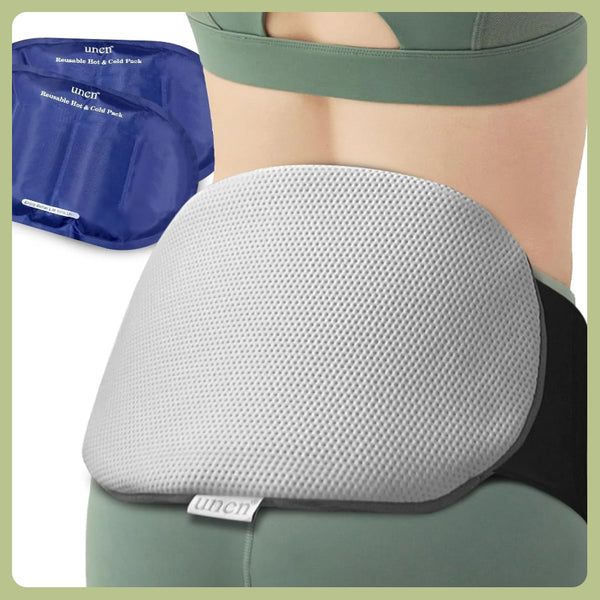 UNCN Reusable Ice Pack with Strap, 2 Pack 13.4×8.3 Inches Gel Cold Pads for Lower Back & Waist, Long Lasting Cold Compress Wraps with Insulated Storage Bag