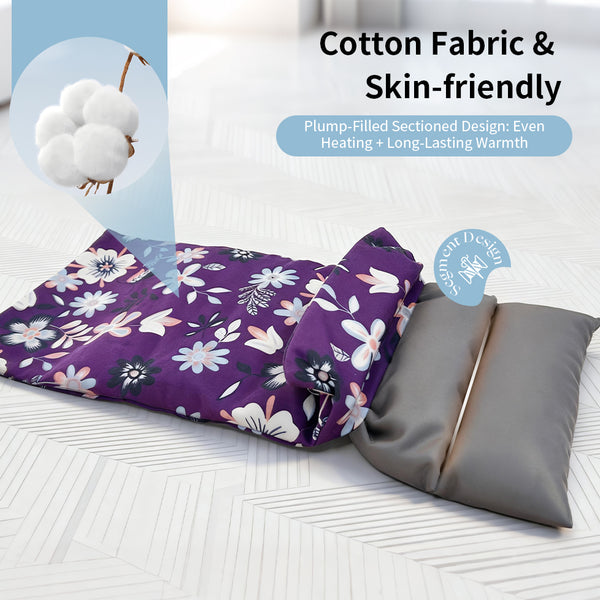 uncn Microwavable Heating Pad with Washable Cover 12.5x7 Inch Flaxseed Microwave Hot Pack, Lavender Scent, Moist Warm Compress for Relaxation, Non-Electric & Portable