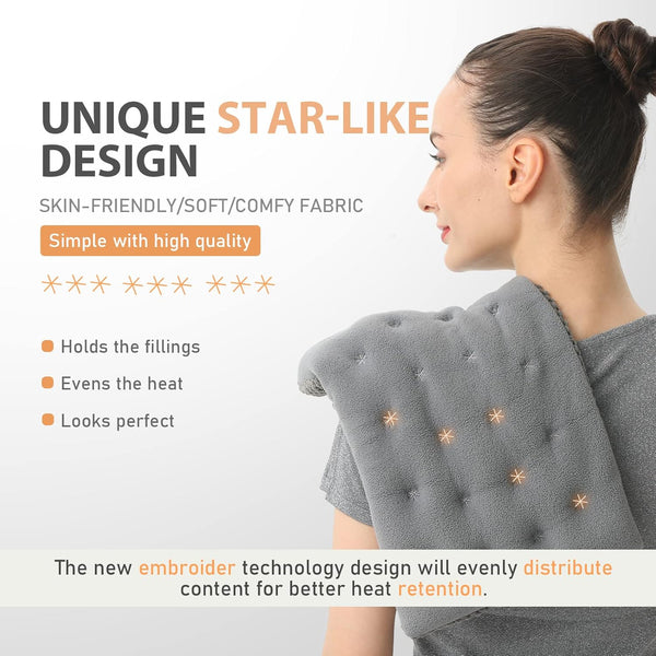 UNCN Wide Microwave Heating pad with Washable Cover 9 * 15\" Microwavable Hot Pad for Neck Shoulder, Cramps, Back Cordless Warm Compress Weighted Moist Heat Pack for Aches, Unscented