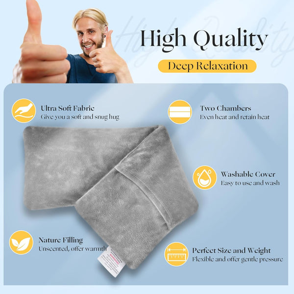 UNCN Microwave Heat Pad with Washable Cover| Heat Packs for Relaxation | Wheat Bags Microwavable for Pain Relief in Muscles, Joints & Cramps 44×13.5cm | Soft Weighted Neck Warmer for Hot/Cold Compress