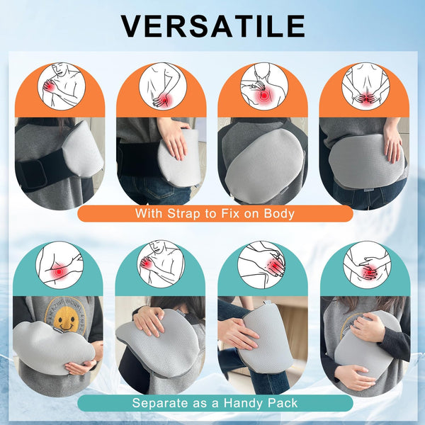 UNCN Reusable Ice Pack with Strap, 2 Pack 13.4×8.3 Inches Gel Cold Pads for Lower Back & Waist, Long Lasting Cold Compress Wraps with Insulated Storage Bag
