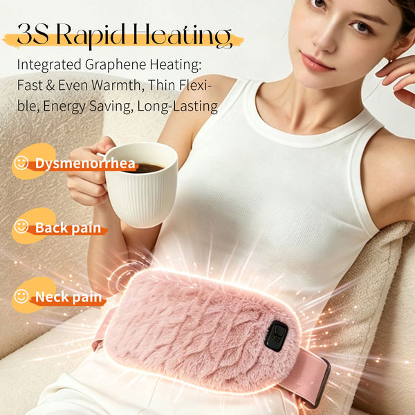 UNCN Cordless Heating Pad for Period Cramps, 3 Heat Setting, 3 Massage Modes,Rechargeable with 5000mAh Battery, Long-Lasting Use, Birthday Mothers Day Gifts for Girlfriend Mom Wife Women, Pink