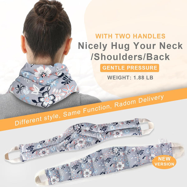 UNCN Long Wide Heating Pad for Neck and Shoulders Back 33x5.9in Microwavable Large Moist Heat Pack Warm Hot Compress Neck Wrap Weighted Bag Massage Reusable Herbal Nature Calming Portable Cotton