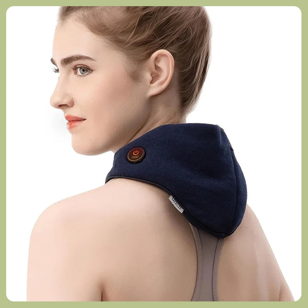UNCN Wireless Heated Neck Wrap, 2 Temperature Settings, 1-Hour Auto Shut off, 4000mAh Rechargeable Heating Pad for Pain Relief, Washable Cover