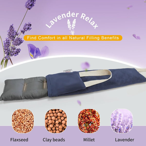 UNCN Neck Heating Pad Microwavable Weighted Microwave Heating Pad Neck Wrap for Shoulder Back Pain Relief, Machine Washable Cover, Warm Rice Bag Pack for Cramps, Hot Cold Therapy 1.5 LBS Lavender Scented