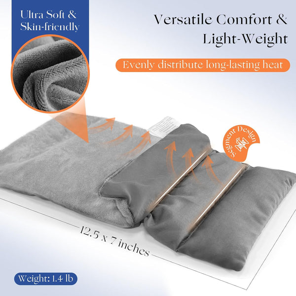 UNCN Microwavable Heating Pad with Washable Cover 13x7 Inch Flaxseed Microwave Hot Pack, Lavender Scent, Moist Warm Compress for Relaxation, Non-Electric & Portable