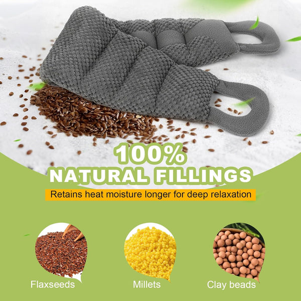 UNCN Long Wide Heating Pad for Neck and Shoulders Back 33x5.9 Microwavable Large Moist Heat Pack Warm Hot Compress Neck Wrap Weighted Bag Massage Reusable Herbal Nature Calming Portable 1.95Pound