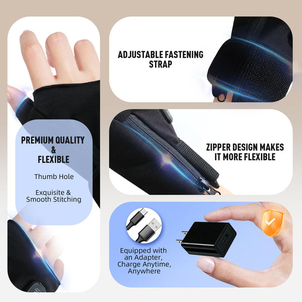 Portable Heated Wrist Wrap Brace, 3 Temperature Settings with Auto Shut off, Carpal Tunnel Support for Men & Women, Right Hand for Computer Use-Right Hand