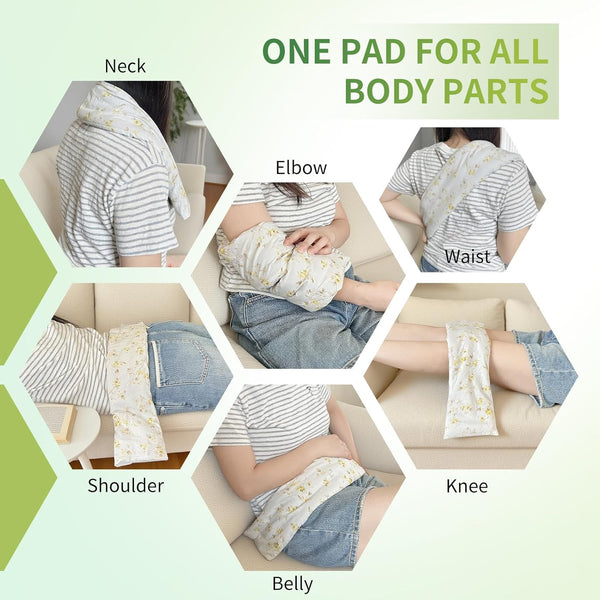 UNCN Heating Pad for Neck Shoulders and Back Microwavable Machine Washable 26x4.3 Microwave Rice Bag for Heat Therapy reusable Hot Pack for Muscle Cramps Moist Warm Bean Bag for Pain Relief Unscented
