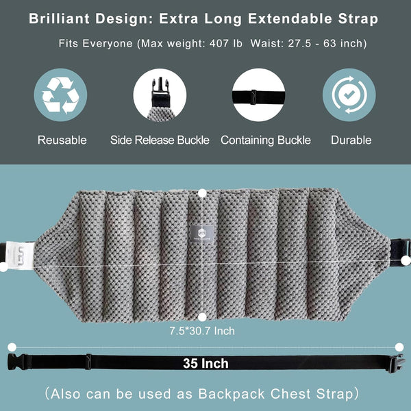 UNCN Large Microwave Heating Pad for Lower Back Pain Relief 30X7.5in Heated Neck and Shoulder Wrap Microwavable Heat Packs for Cramps, Menstrual, Lumbar, Muscle Spasms Heated Waist Cordless Belt