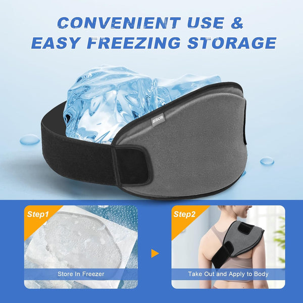 Gel Ice Packs, 1-pack | Moldable, Reusable & Flexible | Long-Lasting Cold Compress with Strong fastening for Various Body Areas