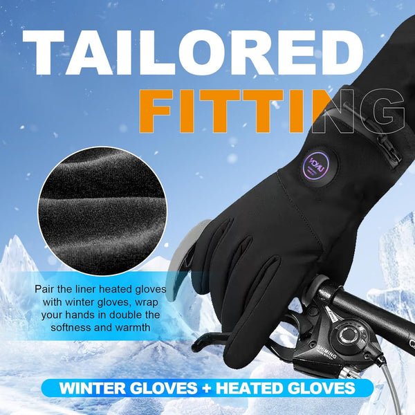 Uncn Men Women Rechargeable Heated Gloves - 3 Heating Zones USB Charging Full Finger Gloves, Cotton Blend Sporty Ski Gloves Winter Warmth
