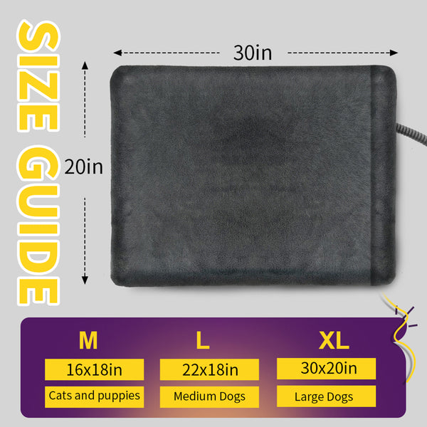 Dog Cat Heating Pad Pressure Activated Pet Heating Pad Safe Automatic Electric Heated Bed Mat for Indoor, Warming Pad-large