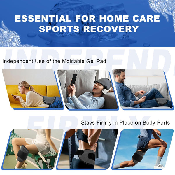 Gel Ice Packs, 1-pack | Moldable, Reusable & Flexible | Long-Lasting Cold Compress with Strong fastening for Various Body Areas