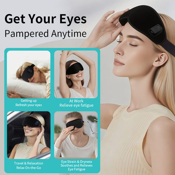 UNCN Rechargeable Heated Eye Mask - Daily Dry Eyes Relief, Washable & Blackout