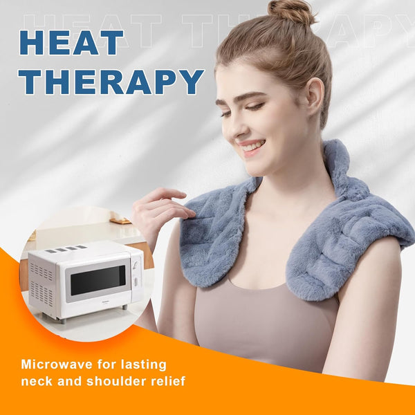 UNCN Microwave Heating Pad for Neck & Shoulders 45x26cm , Heated Neck Wrap Warmer, Moist Heat Therapy for Pain Relief