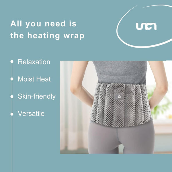 UNCN Large Microwave Heating Pad for Lower Back Pain Relief 30X7.5in Heated Neck and Shoulder Wrap Microwavable Heat Packs for Cramps, Menstrual, Lumbar, Muscle Spasms Heated Waist Cordless Belt