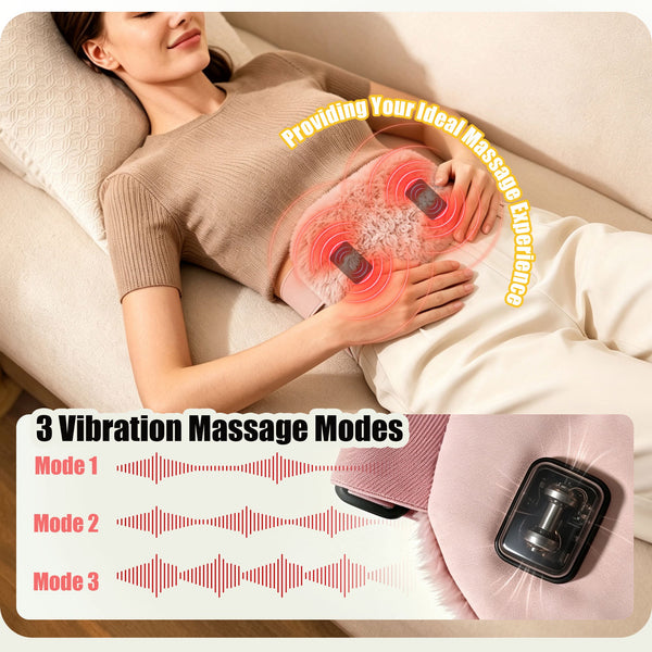 UNCN Cordless Heating Pad for Period Cramps, 3 Heat Setting, 3 Massage Modes,Rechargeable with 5000mAh Battery, Long-Lasting Use, Birthday Mothers Day Gifts for Girlfriend Mom Wife Women, Pink