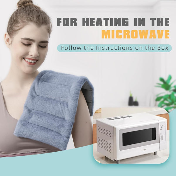 UNCN Microwavable Heating Pads with Strap 7x17\" Heating Pad Microwavable for Pain Relief | Microwave Heat Pack for Cramps, Muscle Aches, Back Neck Shoulder Moist Heat Weighted Therapy