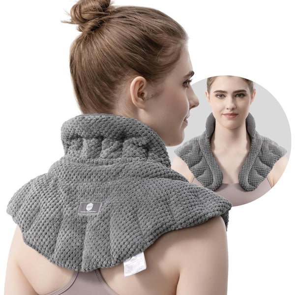 UNCN Microwave Heating Pad for Neck, Shoulders Back | Large Moist Weighted Cordless Heat Pad | Heated Neck Wrap Relaxation Grey