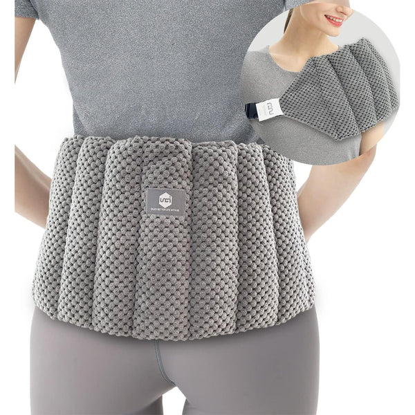 UNCN Large Microwave Heating Pad for Lower Back Pain Relief 30X7.5in Heated Neck and Shoulder Wrap Microwavable Heat Packs for Cramps, Menstrual, Lumbar, Muscle Spasms Heated Waist Cordless Belt