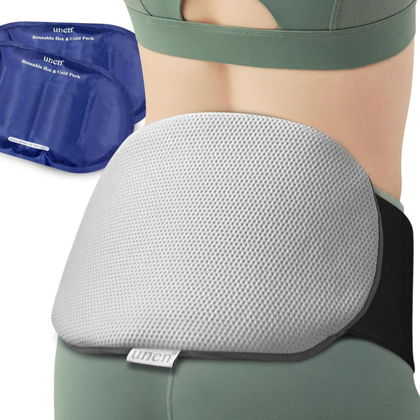 UNCN Reusable Ice Pack with Strap, 2 Pack 13.4×8.3 Inches Gel Cold Pads for Lower Back & Waist, Long Lasting Cold Compress Wraps with Insulated Storage Bag