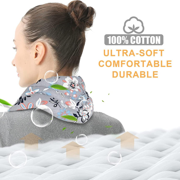 UNCN Long Wide Heating Pad for Neck and Shoulders Back 33x5.9in Microwavable Large Moist Heat Pack Warm Hot Compress Neck Wrap Weighted Bag Massage Reusable Herbal Nature Calming Portable Cotton