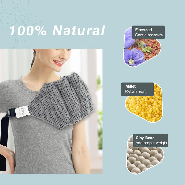 UNCN Large Microwave Heating Pad for Lower Back Pain Relief 30X7.5in Heated Neck and Shoulder Wrap Microwavable Heat Packs for Cramps, Menstrual, Lumbar, Muscle Spasms Heated Waist Cordless Belt