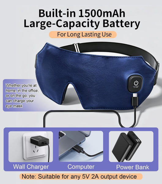 Cordless Heated Eye Mask for Dry Eyes with Warm Compress, Rechargeable Electric with 4 Heat Settings, Eye Compress for Stye, Chalazion & Blepharitis Treatment, Blackout Sleep Mask, Auto-Off, Washable