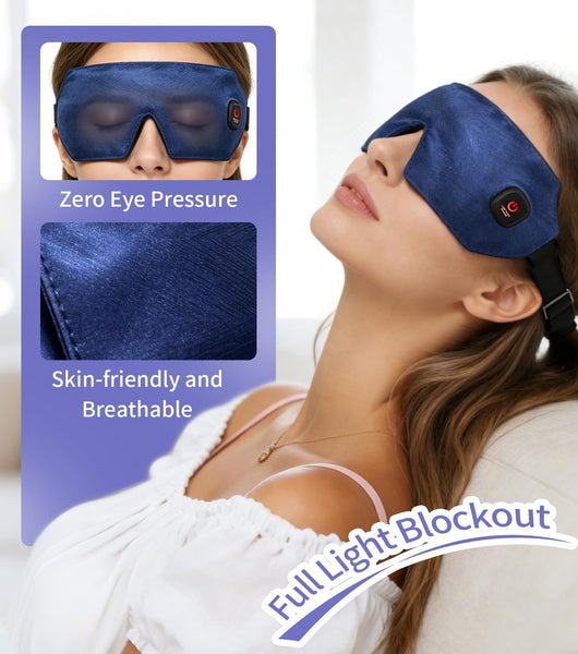 Cordless Heated Eye Mask for Dry Eyes with Warm Compress, Rechargeable Electric with 4 Heat Settings, Eye Compress for Stye, Chalazion & Blepharitis Treatment, Blackout Sleep Mask, Auto-Off, Washable