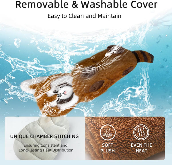 Red Panda Cozy Plush Washable Cover Microwave Stuffed Animal Heating Pad for Pain Relief, Cramps, Neck, Muscles, 17"x8"