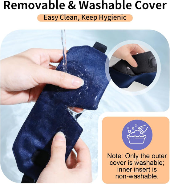 Cordless Heated Eye Mask for Dry Eyes with Warm Compress, Rechargeable Electric with 4 Heat Settings, Eye Compress for Stye, Chalazion & Blepharitis Treatment, Blackout Sleep Mask, Auto-Off, Washable
