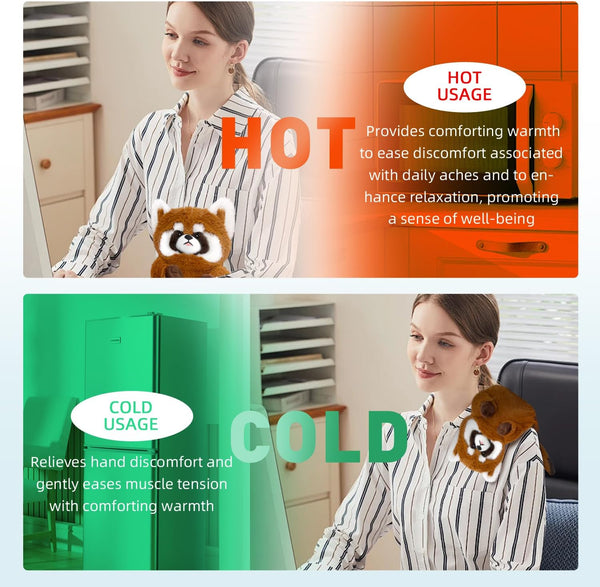 Red Panda Cozy Plush Washable Cover Microwave Stuffed Animal Heating Pad for Pain Relief, Cramps, Neck, Muscles, 17"x8"