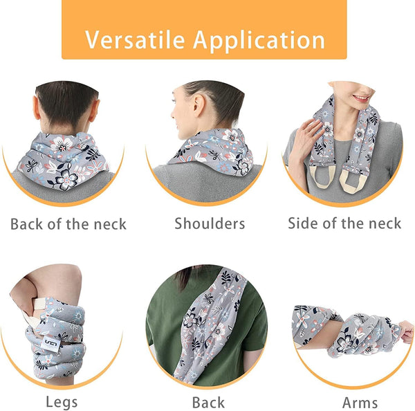 UNCN Long Wide Heating Pad for Neck and Shoulders Back 33x5.9in Microwavable Large Moist Heat Pack Warm Hot Compress Neck Wrap Weighted Bag Massage Reusable Herbal Nature Calming Portable Cotton
